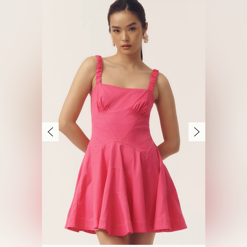 By Anthropologie Plunge Drop-Waist A-Line Mini Dress - Picture 2 of 6